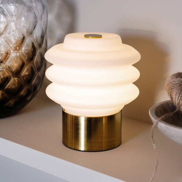 Dyberg Larsen Lampada LED da tavolo Diva, bianco/ottone