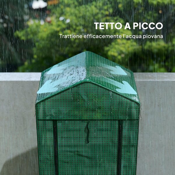 VivaGarden Serra da Giardino per Piante a 5 Livelli con Porta a Zip in Acciaio e PE 69x49x193 cm colore Verde
