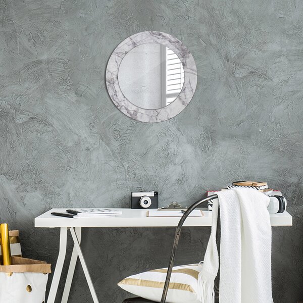 Specchio tondo con decoro Marmo bianco fi 50 cm