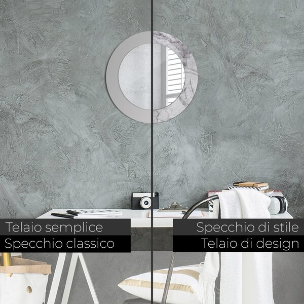 Specchio tondo con decoro Marmo bianco fi 50 cm