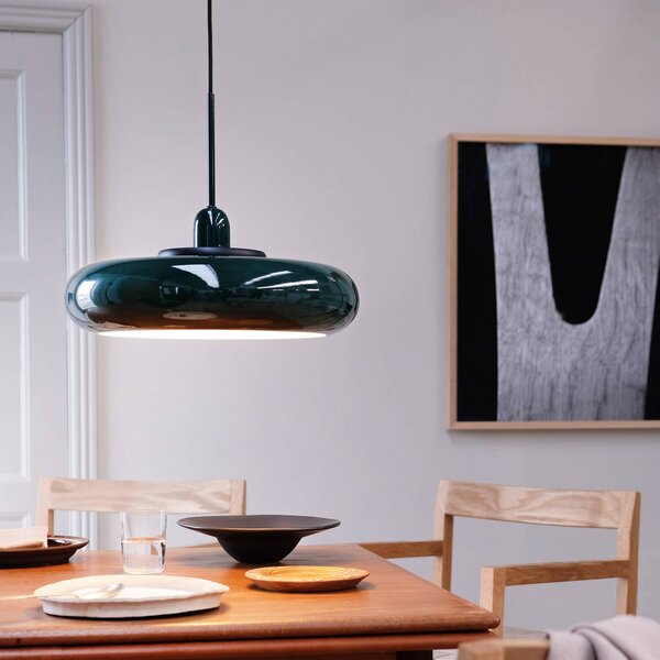 Dyberg Larsen Lampada a sospensione Planet, dimmerabile, Verde, Soggiorno / Sala da pranzo, Metallo, Design, Lampada a sospensione