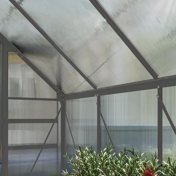 VivaGarden Serra in Policarbonato e Alluminio con Finestra Apribile e Porta Scorrevole 190x253x199 cm colore Grigio Scuro - CGZ515