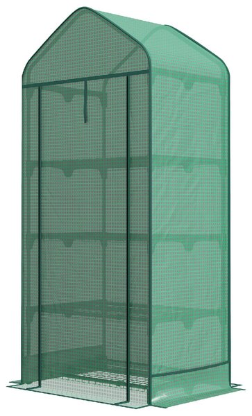 VivaGarden Serra per Piante a 4 Ripiani con Porta Avvolgibile in Metallo e PE 69x49x158 cm colore Verde Scuro - 89Q2DG