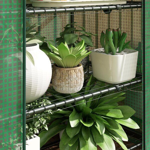 VivaGarden Serra per Piante a 4 Ripiani con Porta Avvolgibile in Metallo e PE 69x49x158 cm colore Verde Scuro - 89Q2DG