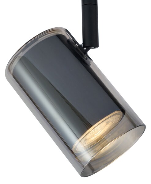 Sistema di illuminazione a binario moderno nero con 5 faretti monofase - Iconic Lloyd