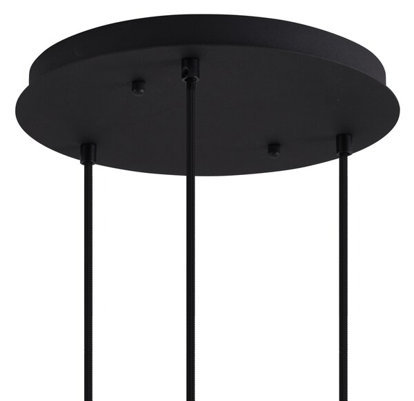Lampada a Sospensione Art Déco Nera con Vetro Fumè a 3 Luci - Douglass