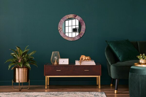 Specchio rotondo cornice con stampa Marmo con aggiunta di oro fi 50 cm