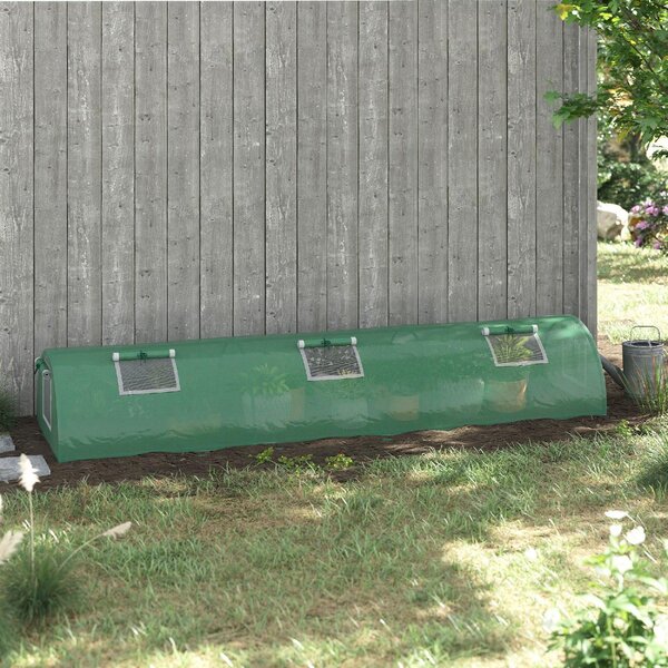 VivaGarden Serra Piccola con 5 Finestrelle e Griglia Centrale in Acciaio PE e PP 300x80x45 cm colore Verde - U5051GN