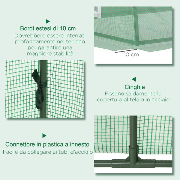 VivaGarden Serra Piccola con 5 Finestrelle e Griglia Centrale in Acciaio PE e PP 300x80x45 cm colore Verde - U5051GN