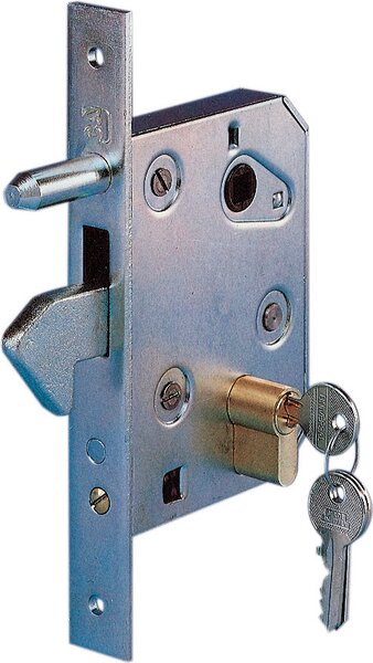 Combi Arialdo Serratura per Cancelli Cilindro sagomato da infilare Gancio sporgente Scatola 95x130 mm Quadro 8 mm Entrata 60 mm - 350