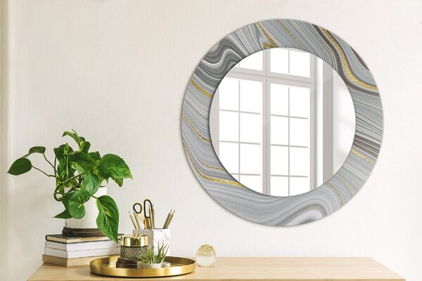 Specchio tondo con decoro Marmo grigio fi 50 cm