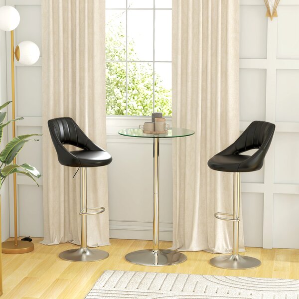 HOMCOM Tavolo Alto da Bar Moderno Rotondo con Base in Acciaio e Piano in Vetro, Ø70x102cm, Trasparente
