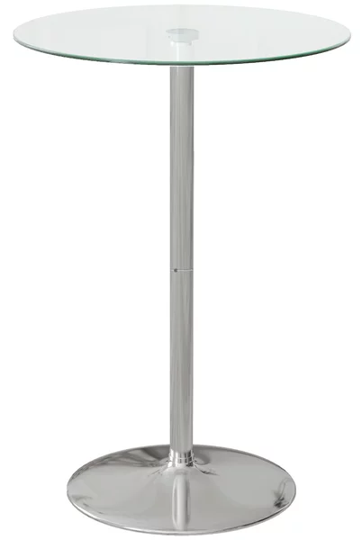 HOMCOM Tavolo Alto da Bar Moderno Rotondo con Base in Acciaio e Piano in Vetro, Ø70x102cm, Trasparente