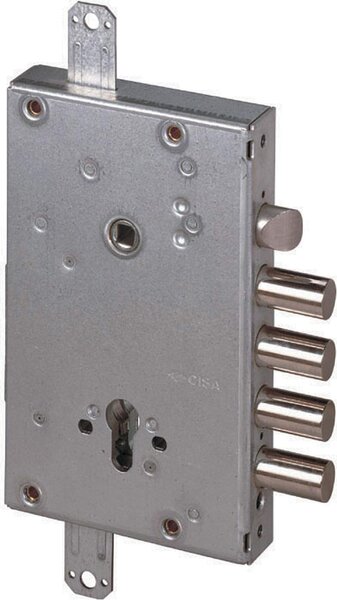 CISA Serratura Porta Blindata Applicazione Planare con Scrocco reversibile e 4 Catenacci Entrata 64 mm Scatola 125x203 mm - 56415.48