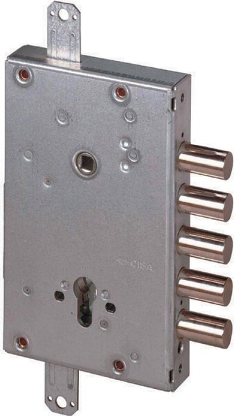 CISA Serratura Porta Blindata Applicazione Planare con Chiusura Triplice e 5 Catenacci Entrata 64 mm Scatola 125x203 mm - 56505 48