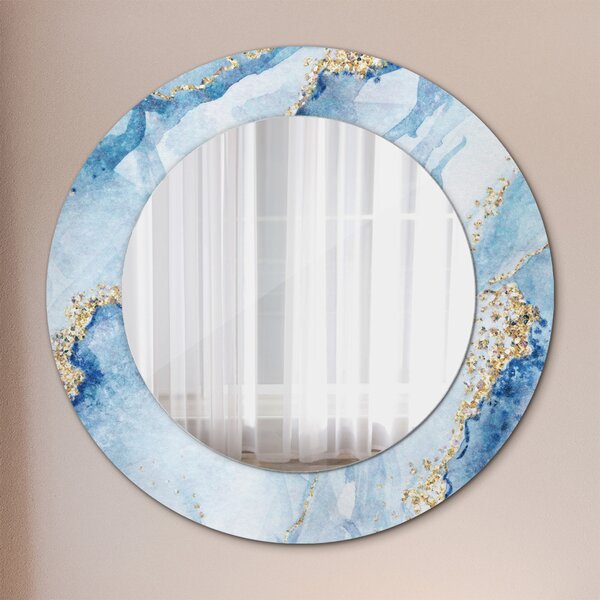 Specchio rotondo stampato Oro di marmo blu fi 50 cm