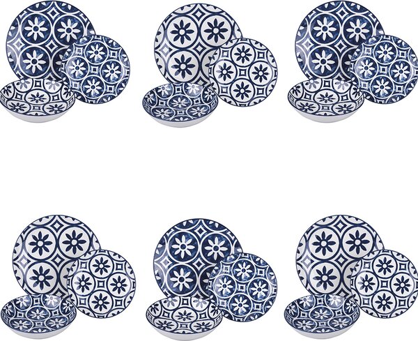 Villa deste Servizio piatti 18 pezzi in ceramica per 6 posti tavola in 2 diversi decori Linea Paxos - 5918691