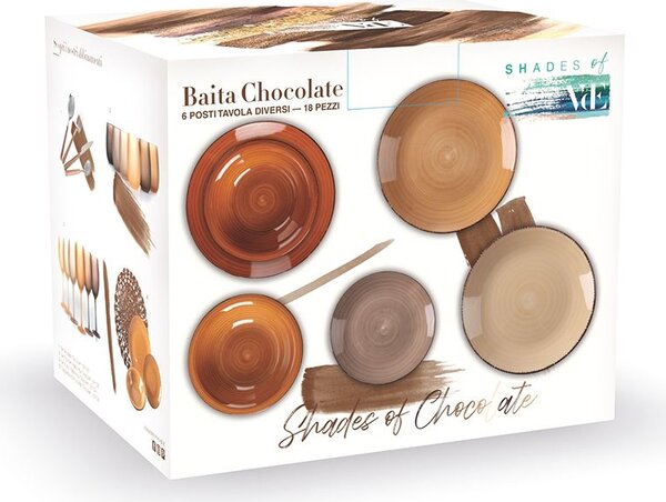 Villa deste Servizio piatti 18 pezzi in gres 6 posti tavoladiversi Baita Acqua Chocolate Colore Marrone - 5911819