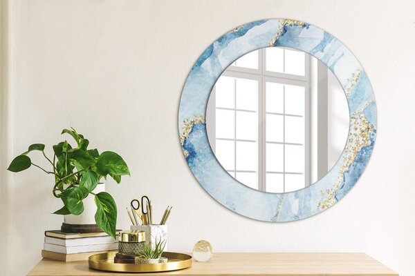 Specchio rotondo stampato Oro di marmo blu fi 50 cm