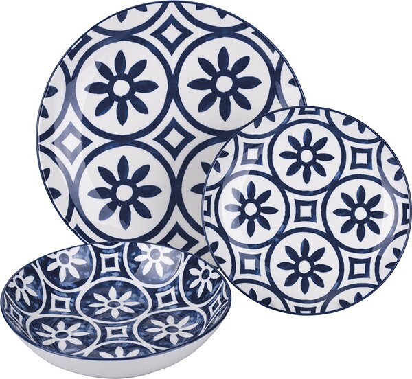 Villa deste Servizio piatti 18 pezzi in ceramica per 6 posti tavola in 2 diversi decori Linea Paxos - 5918691