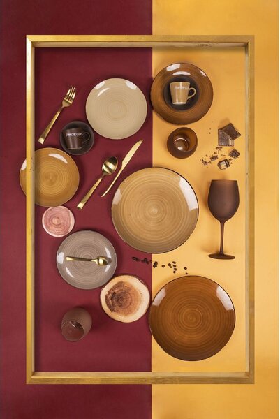 Villa deste Servizio piatti 18 pezzi in gres 6 posti tavoladiversi Baita Acqua Chocolate Colore Marrone - 5911819
