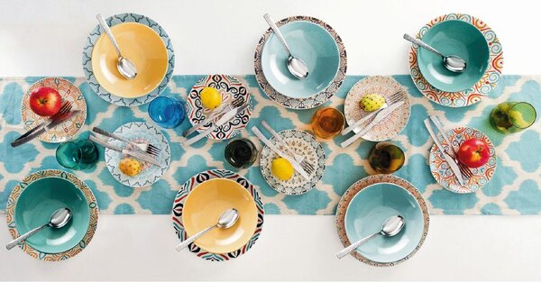 Villa deste Servizio piatti 18 pezzi in porcellana decorata 6 posti tavola diversi Sharm Colore Multicolor - 5909276