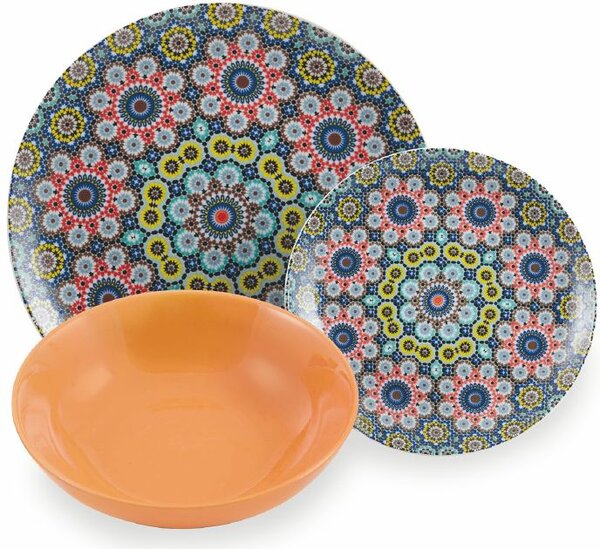 Villa deste Servizio piatti 18 pezzi in porcellana e gres 6 posti tavola diversi Marrakech Colore Multicolor - 5904391