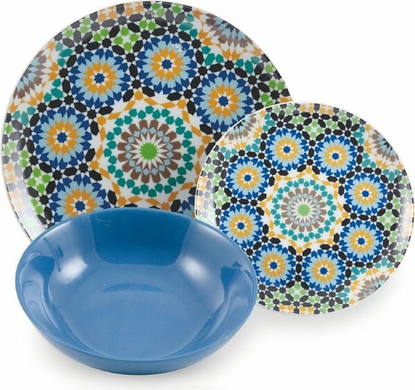 Villa deste Servizio piatti 18 pezzi in porcellana e gres 6 posti tavola diversi Marrakech Colore Multicolor - 5904391