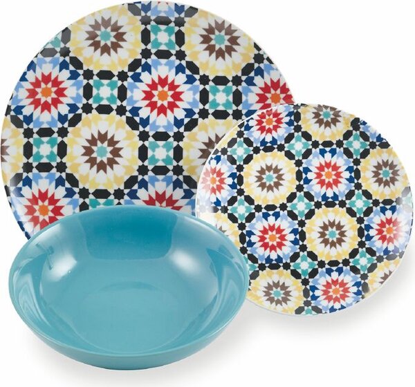 Villa deste Servizio piatti 18 pezzi in porcellana e gres 6 posti tavola diversi Marrakech Colore Multicolor - 5904391