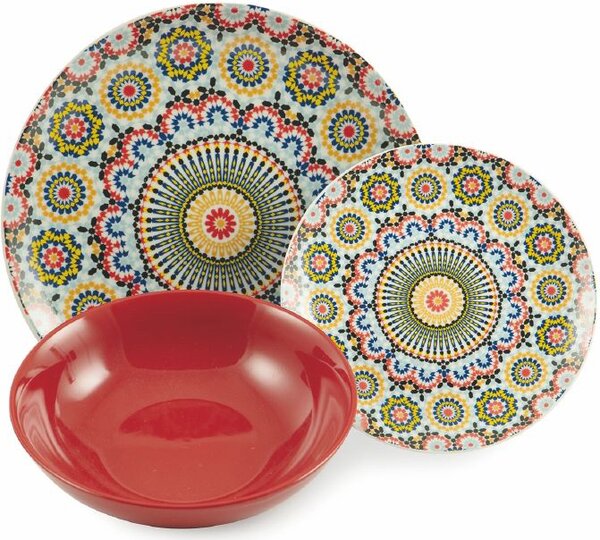 Villa deste Servizio piatti 18 pezzi in porcellana e gres 6 posti tavola diversi Marrakech Colore Multicolor - 5904391