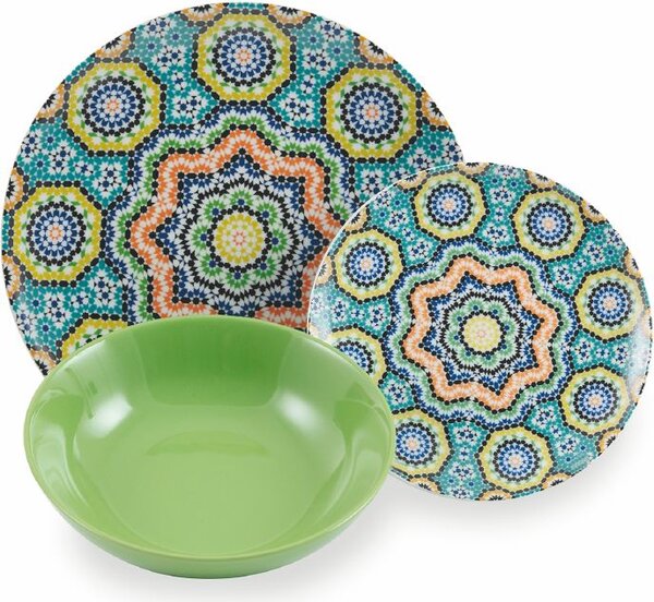 Villa deste Servizio piatti 18 pezzi in porcellana e gres 6 posti tavola diversi Marrakech Colore Multicolor - 5904391