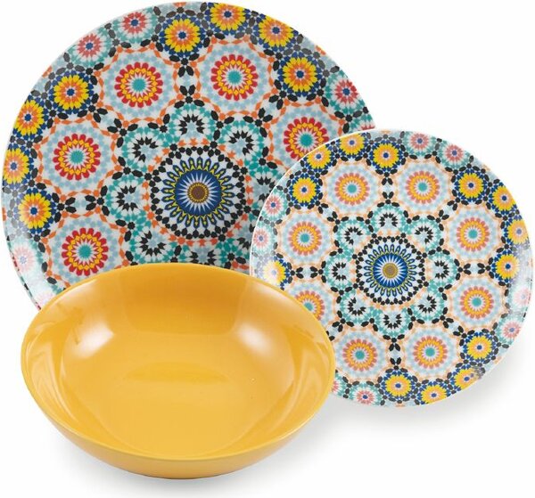 Villa deste Servizio piatti 18 pezzi in porcellana e gres 6 posti tavola diversi Marrakech Colore Multicolor - 5904391