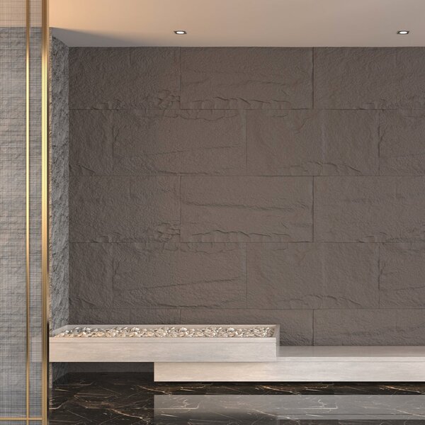 Divina Home Set 10 pz Pannello Decorativo Effetto Roccia Pietra 3D 7,2 mt2 Rivestimento Murale in PU 120x60x3 colore Grigio Vulcano - DH104790