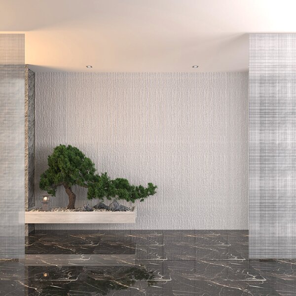 Divina Home Set 12 pz Pannello Decorativo Effetto Pietra Graffiata 3D 8,6 mt2 Rivestimento Murale in PU 120x60x2,5 colore Bianco Alabastro - DH104791