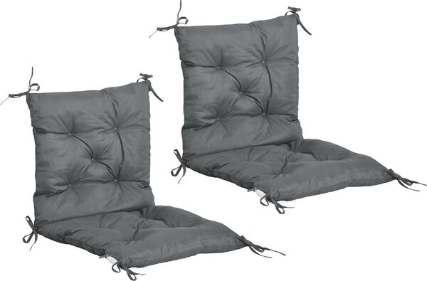 VivaGarden Set 2 Cuscini per Sedie da Esterno in Poliestere e Cotone con Lacci 50x98x8 cm colore Grigio