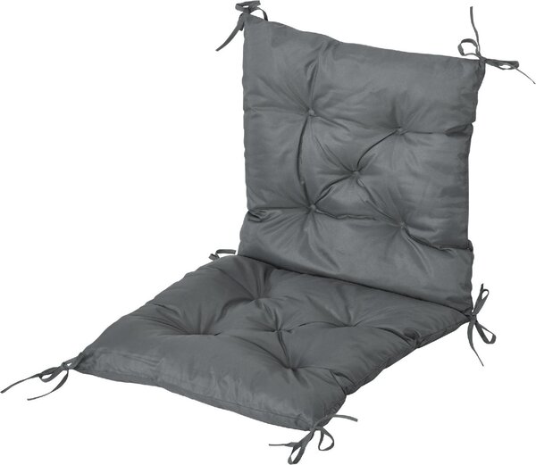 VivaGarden Set 2 Cuscini per Sedie da Esterno in Poliestere e Cotone con Lacci 50x98x8 cm colore Grigio
