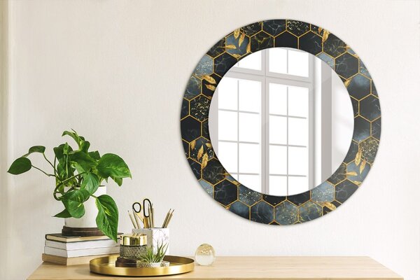 Specchio rotondo stampato Marble esagono fi 50 cm