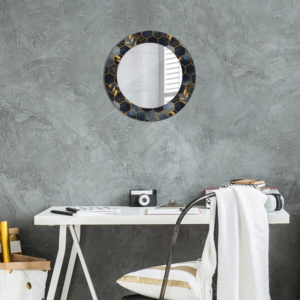 Specchio rotondo stampato Marble esagono fi 50 cm