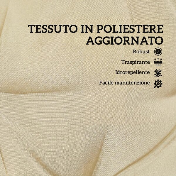 VivaGarden Set 2 Cuscini per Sedie da Esterno con Lacci di Fissaggio in Poliestere e Cotone 120x50x8 cm colore Beige