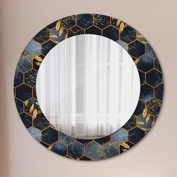 Specchio rotondo stampato Marble esagono fi 50 cm