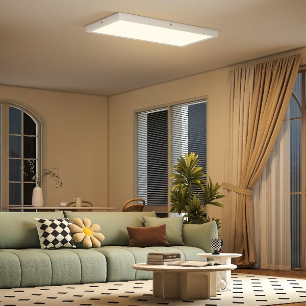 DecHome Set 2 Plafoniere LED a Soffitto Design Minimal da Interno con Temperatura Regolabile in Acciaio e Plastica 60x30x3.7 cm colore Bianco