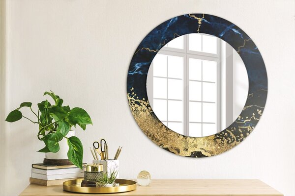 Specchio rotondo stampato Marmo blu fi 50 cm