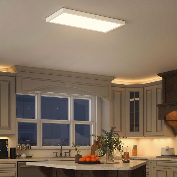 DecHome Set 2 Plafoniere LED a Soffitto Design Minimal da Interno con Temperatura Regolabile in Acciaio e Plastica 60x30x3.7 cm colore Bianco