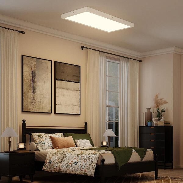 DecHome Set 2 Plafoniere LED a Soffitto Design Minimal da Interno con Temperatura Regolabile in Acciaio e Plastica 60x30x3.7 cm colore Bianco
