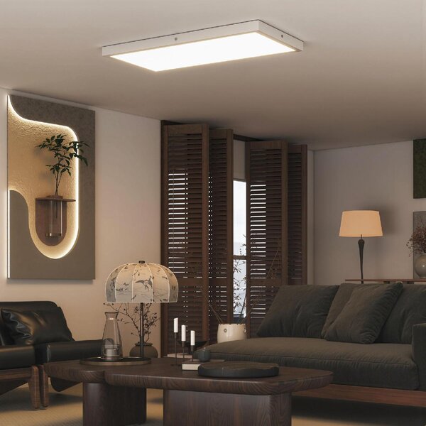 DecHome Set 2 Plafoniere LED a Soffitto Design Minimal da Interno con Temperatura Regolabile in Acciaio e Plastica 60x30x3.7 cm colore Bianco