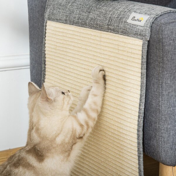 AllMyPets Set 2 Tiragraffi per Gatti da Divano Tappetini Tiragraffi in Sisal e Poliestere 130x45cm Grigio