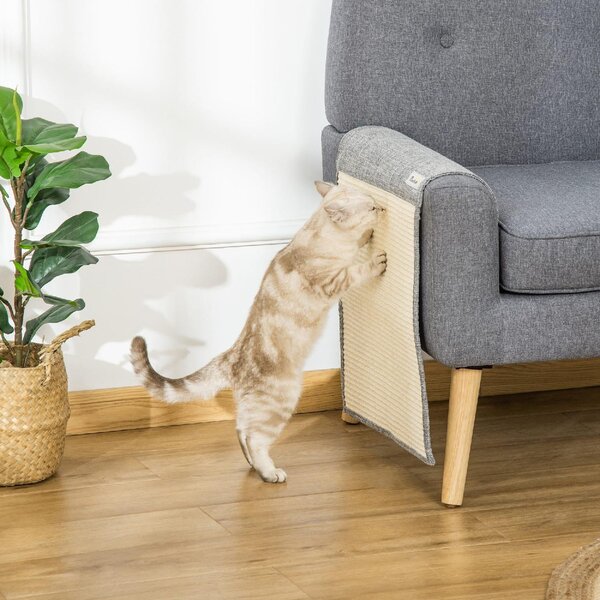 AllMyPets Set 2 Tiragraffi per Gatti da Divano Tappetini Tiragraffi in Sisal e Poliestere 130x45cm Grigio