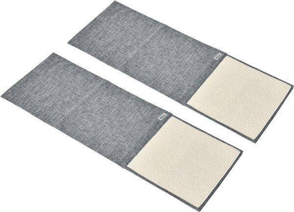 AllMyPets Set 2 Tiragraffi per Gatti da Divano Tappetini Tiragraffi in Sisal e Poliestere 130x45cm Grigio