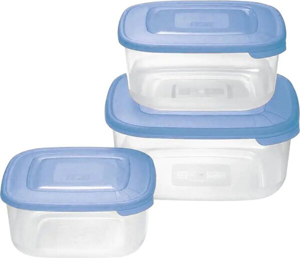 Tontarelli Set 3 contenitori 2.5-1.5-0.95 Litri Frigo box Plastica per alimenti colore Oceano - 773462