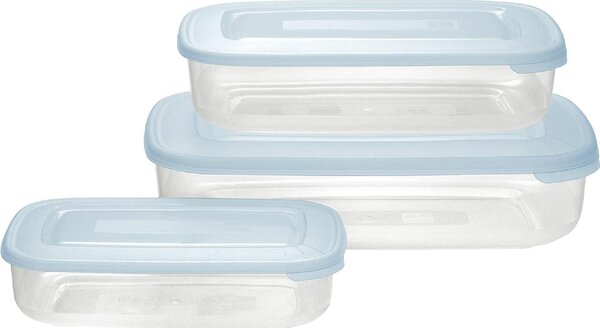 Tontarelli Set 3 contenitori 3-1.88-0.93 Litri Frigo box Plastica per alimenti Azzurro - 9040572787